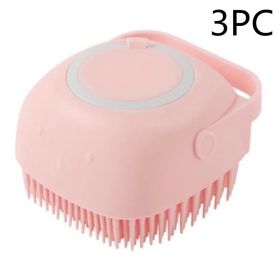 Silicone Bath Massage Gloves Brush Pet Cat Bathroom Cleaning Tool Comb Brush For Dog Can Pour Shampoo Dog Grooming Supplies (Option: Pink 3PC-square)