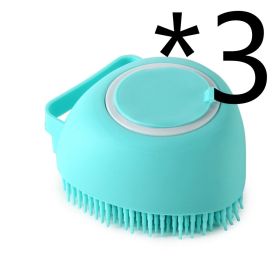Silicone Bath Massage Gloves Brush Pet Cat Bathroom Cleaning Tool Comb Brush For Dog Can Pour Shampoo Dog Grooming Supplies (Option: Green 3PC-Heartshaped)