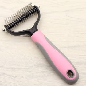 Pet Long-haired  Comb Double-sided Blade Dog (Option: Pink-L)