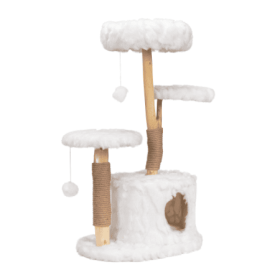 Modern Cat Tree, Natural Branch Cat Tower, Luxury Cat Condo, Indoor Cat Furniture, Kitten Cat Gift, White (Color: White)