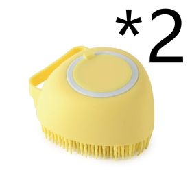 Silicone Bath Massage Gloves Brush Pet Cat Bathroom Cleaning Tool Comb Brush For Dog Can Pour Shampoo Dog Grooming Supplies (Option: Yellow 2PC-Heartshaped)