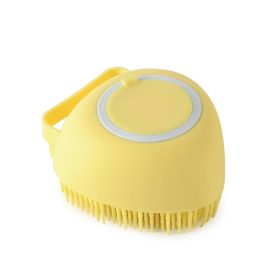 Silicone Bath Massage Gloves Brush Pet Cat Bathroom Cleaning Tool Comb Brush For Dog Can Pour Shampoo Dog Grooming Supplies (Option: Yellow-Heartshaped)