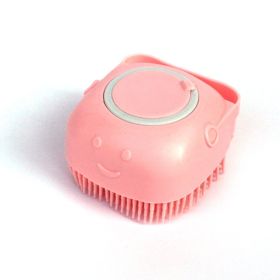 Silicone Bath Massage Gloves Brush Pet Cat Bathroom Cleaning Tool Comb Brush For Dog Can Pour Shampoo Dog Grooming Supplies (Option: Pink-Round shape)