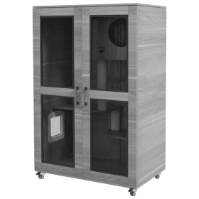 Cat Villa, Cat Apartment With Wheels (Color: Grey)