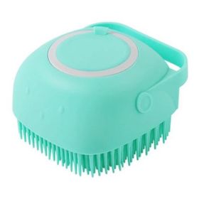 Silicone Bath Massage Gloves Brush Pet Cat Bathroom Cleaning Tool Comb Brush For Dog Can Pour Shampoo Dog Grooming Supplies (Option: Green-square)