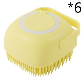 Silicone Bath Massage Gloves Brush Pet Cat Bathroom Cleaning Tool Comb Brush For Dog Can Pour Shampoo Dog Grooming Supplies (Option: Yellow 6pcs-square)