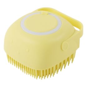 Silicone Bath Massage Gloves Brush Pet Cat Bathroom Cleaning Tool Comb Brush For Dog Can Pour Shampoo Dog Grooming Supplies (Option: Yellow-square)