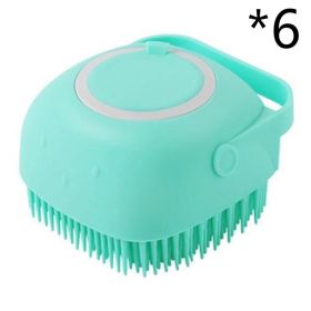 Silicone Bath Massage Gloves Brush Pet Cat Bathroom Cleaning Tool Comb Brush For Dog Can Pour Shampoo Dog Grooming Supplies (Option: Green 6pcs-square)
