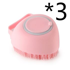 Silicone Bath Massage Gloves Brush Pet Cat Bathroom Cleaning Tool Comb Brush For Dog Can Pour Shampoo Dog Grooming Supplies (Option: Pink 3PC-Heartshaped)