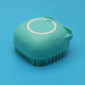 Silicone Bath Massage Gloves Brush Pet Cat Bathroom Cleaning Tool Comb Brush For Dog Can Pour Shampoo Dog Grooming Supplies (Option: Green-Round shape)