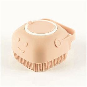 Silicone Bath Massage Gloves Brush Pet Cat Bathroom Cleaning Tool Comb Brush For Dog Can Pour Shampoo Dog Grooming Supplies (Option: Beige-Round shape)